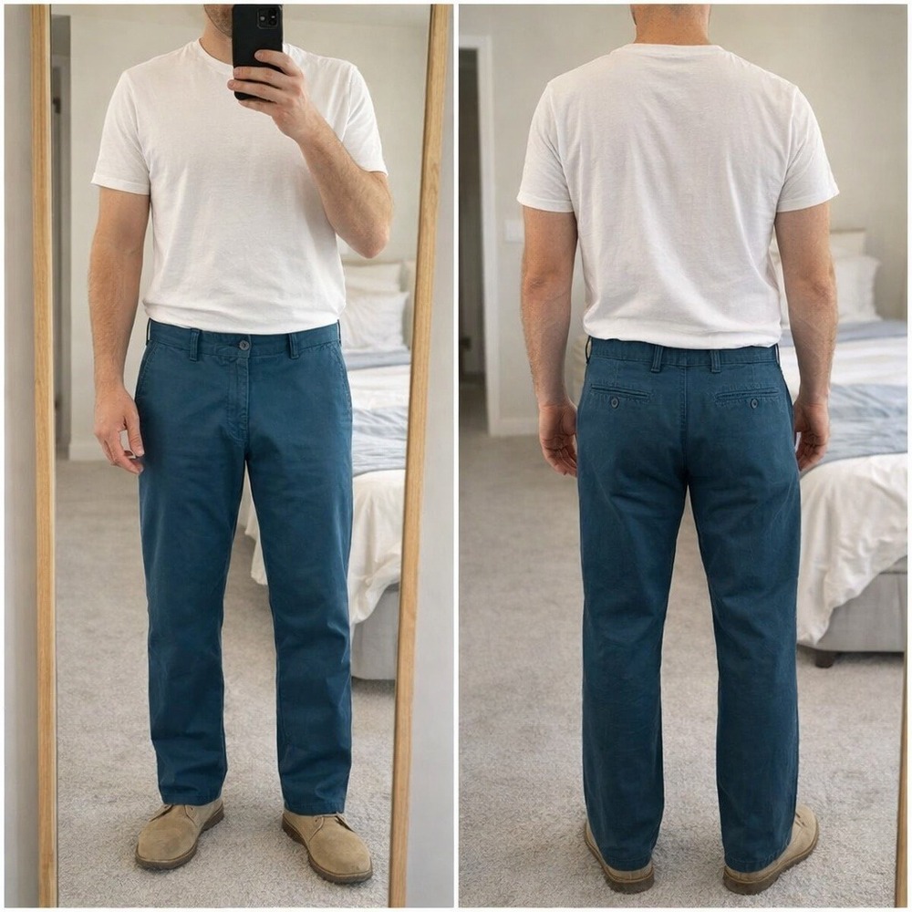 Old Navy Ultimate Straight Chino Pants Mens 34x36 Blue Cotton Trousers‎